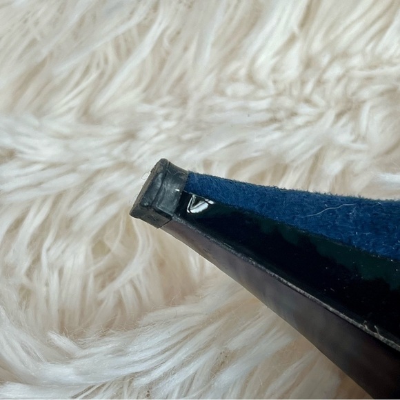 Miu Miu Navy Blue Suede Black Patent Leather Slingback Heels Sandals Size 9.5 - Picture 10 of 14